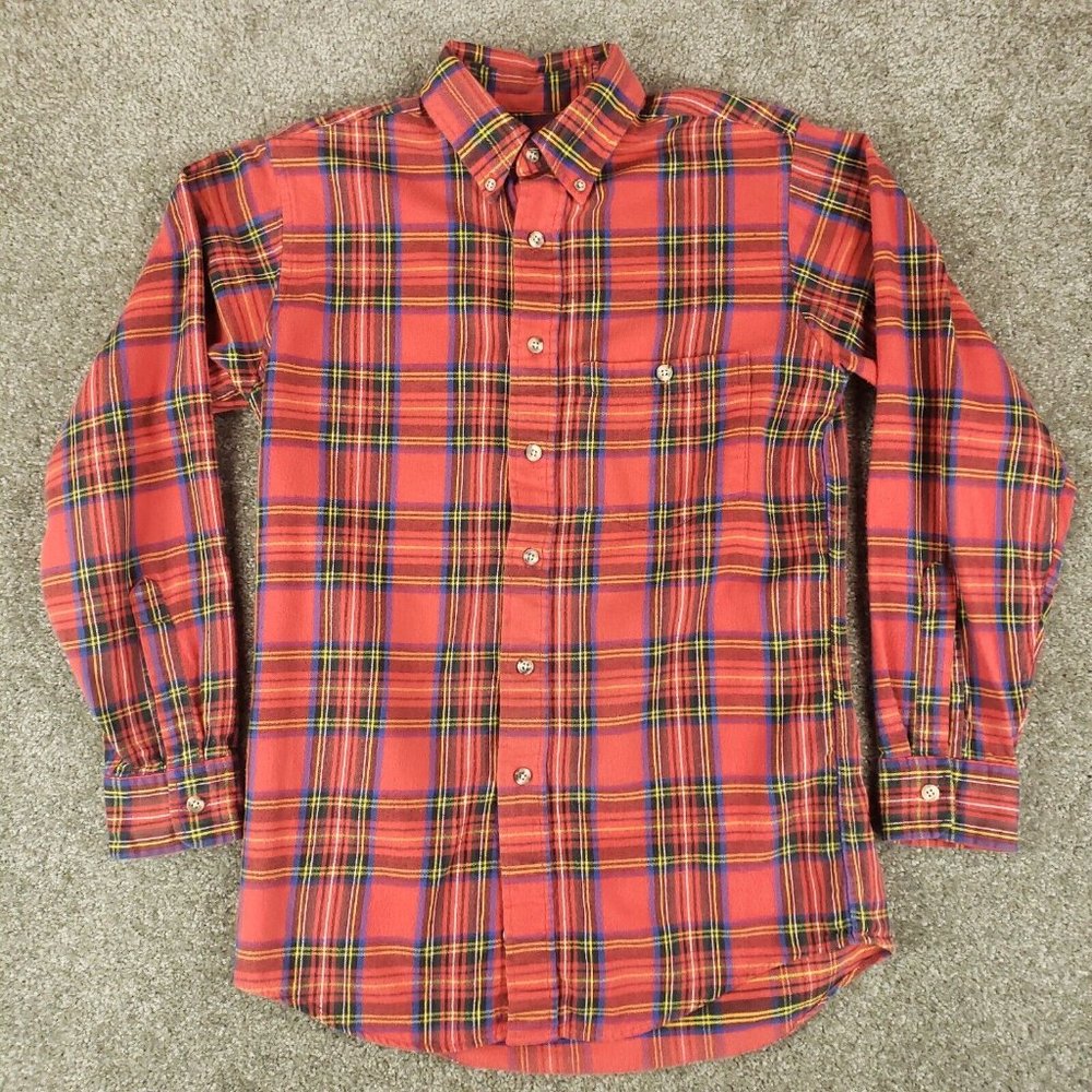 Cabelas Shirt Small S Mens Red Plaid Flannel Long Sleeve Collared Button Down